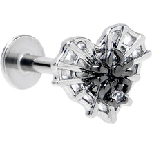 16G 5/16 Clear CZ Gem Heart of Spider Labret Monroe Tragus