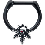 16G 5/16 Red Gem Black Pot Leaf Skull Cartilage Clicker