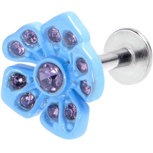 16G 1/4 Purple Gem Flower Blue Bloom Labret