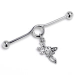 14G Clear Gem Bold Dragonfly Dangle Project Bar 38mm