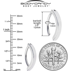 14G 1/2 316L Surgical Steel Smooth Style Hinged Hoop Belly Ring