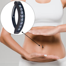 14G 3/8  Black Implant Grade Titanium CZ Paved Hinged Hoop Belly Ring