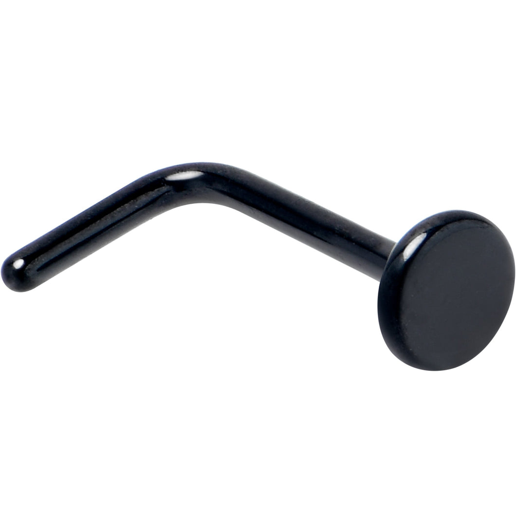 20G 1/4 Black ASTM F-136 Implant Grade Titanium 3mm Disc End L Shape Nose Ring