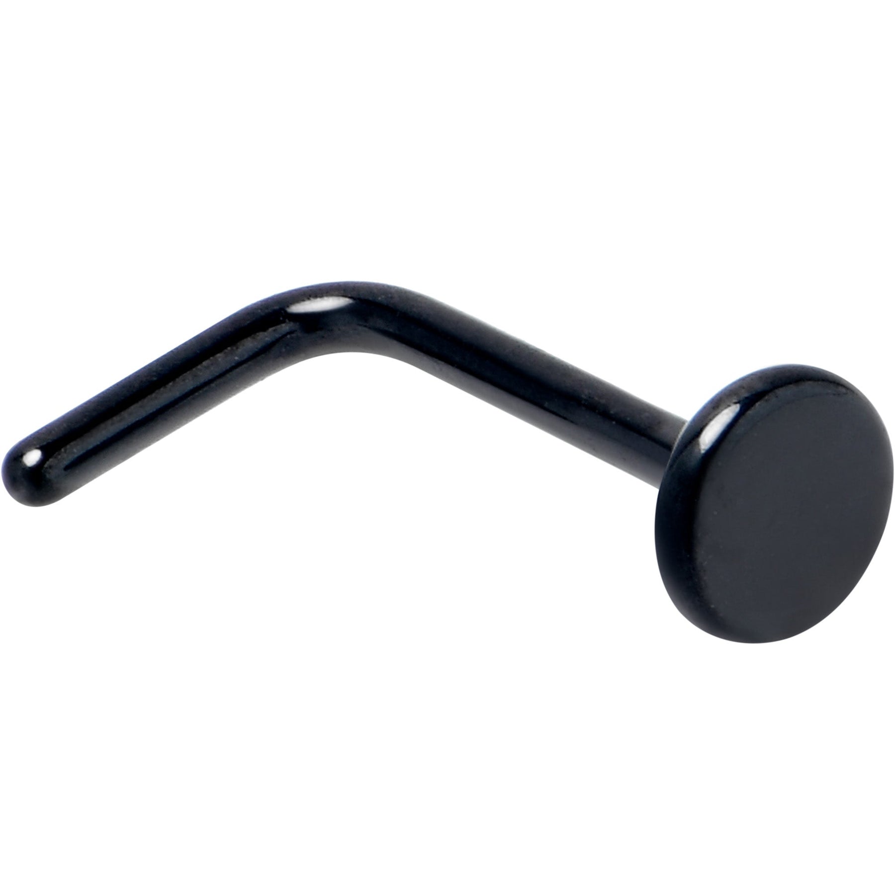 20G 1/4 Black ASTM F-136 Implant Grade Titanium 3mm Disc End L Shape Nose Ring