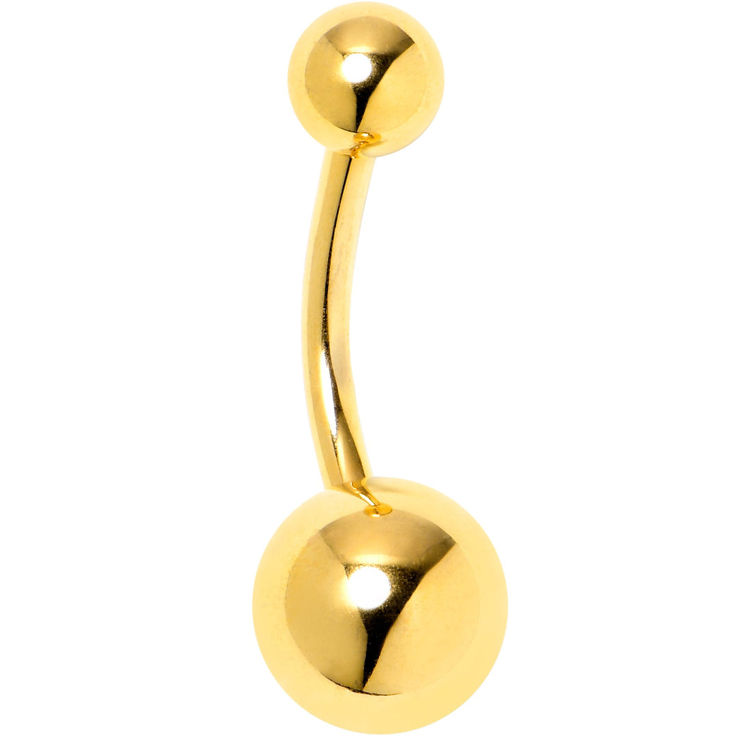 Gold Tone ASTM F-136 Implant Grade Titanium Internally Threaded Belly Ring