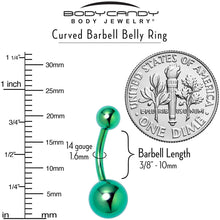 Green ASTM F-136 Implant Grade Titanium Internally Threaded Belly Ring
