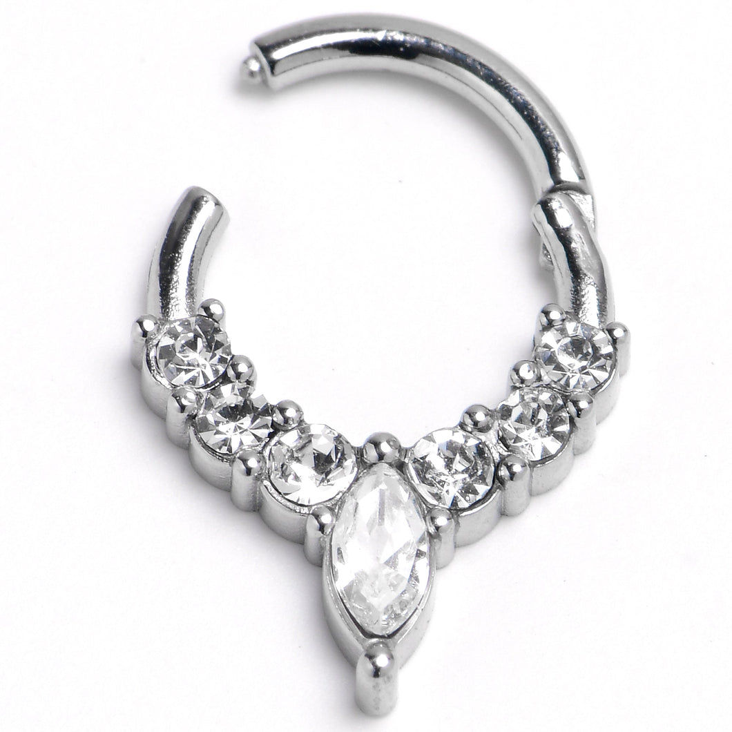 16G 5/16 Front Facing Marquise CZ Precision Hinge Closure Segment Ring