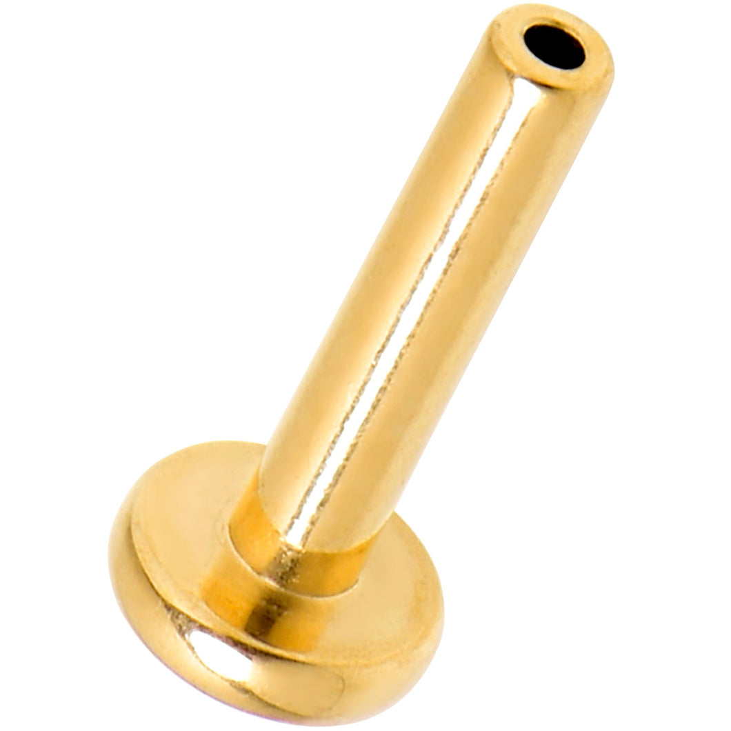 16G 1/4 Gold Tone ASTM F-136 Implant Grade Titanium Threadless Post Only Labret