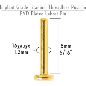 16G 5/16 Gold Hue ASTM F-136 Implant Grade Titanium Threadless Post Only Labret