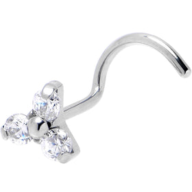 20G 1/4 ASTM Clear CZ Gem F-136 Titanium Threadless Left Nose Screw