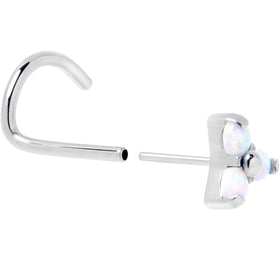 20G 1/4 White Synthetic Opal ASTM F-136 Implant Grade Titanium Threadless Left Nose Screw