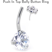 Clear CZ Gem ASTM F-136 Implant Grade Titanium Threadless Double Mount Belly Ring