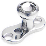 16G 3mm Gem Bezel Top 3 Hole Dermal Implant Grade Titanium Anchor Base