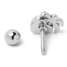 16G 1/4 Aurora Gem Beach Heart Palm Tree Cartilage Tragus Earring