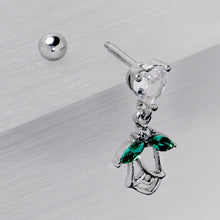 16G 1/4 Clear CZ Gem Heart And Rose Dangle Cartilage Earring