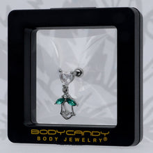 16G 1/4 Clear CZ Gem Heart And Rose Dangle Cartilage Earring