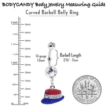 Red Blue Clear Gem Patriotic Hat Dangle Belly Ring