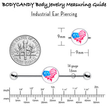 14G Heart Flag Patriotic Industrial Barbell 38mm