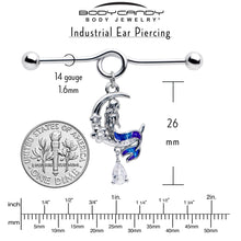 14G Clear Gem Floral Mermaid Moon Dangle Project Bar 38mm