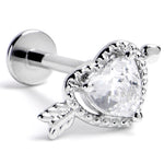 16G 5/16 Clear CZ Gem Fusion of Love Labret Monroe Tragus