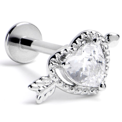 16G 5/16 Clear CZ Gem Fusion of Love Labret Monroe Tragus