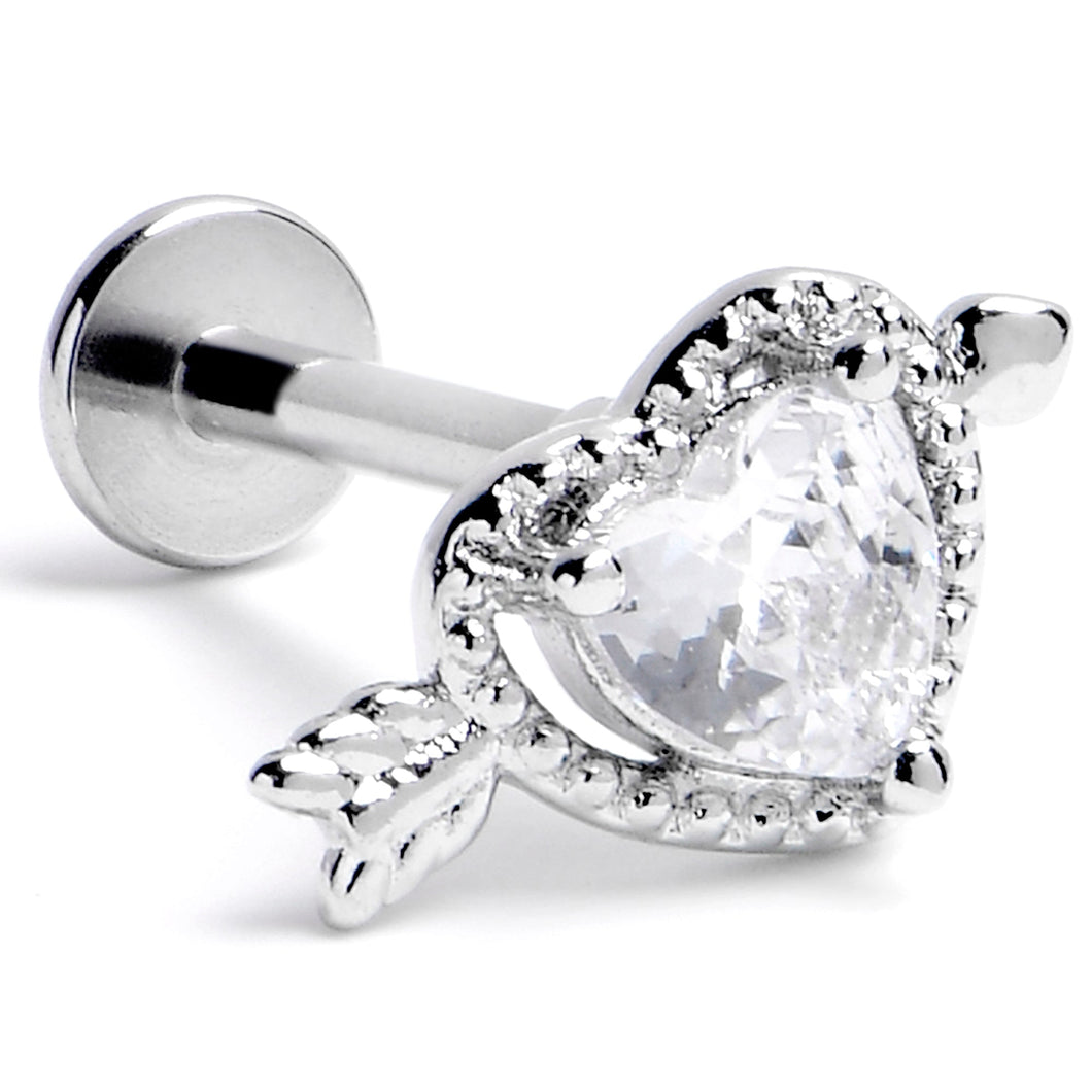 16G 5/16 Clear CZ Gem Fusion of Love Labret Monroe Tragus