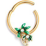 16G 3/8 Aurora Gem Gold Tone Palm Tree Glam Hinged Segment Ring