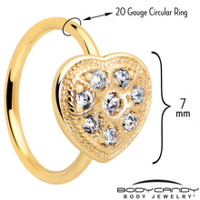 20G 5/16 Clear Gem Gold Tone Ultra Luxe Heart Nose Hoop