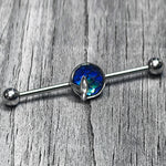 14G Mermaid Dark Blue Scale Tail Industrial Barbell 38mm