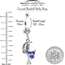 Clear Gem Floral Mermaid Moon Dangle Belly Ring