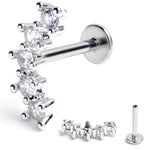 16G 5/16 Clear CZ Gem Arching Beauty Internally Threaded Labret