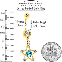 Clear Blue Gem Gold Tone Starry Glam Dangle Belly Ring