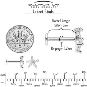 16G 5/16 Clear CZ Gem Flower Fantastic Internally Threaded Labret