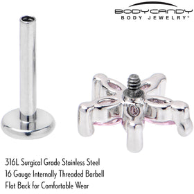 16G 5/16 Pink CZ Gem Flower Fantastic Internally Threaded Labret