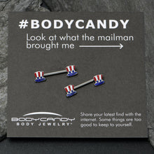 14G 9/16 Patriotic Top Hat Barbell Nipple Ring Set