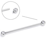 14G Clear Gem Internally Threaded Industrial Barbell 38mm