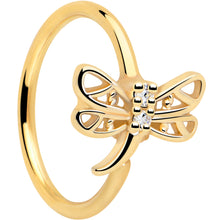 20G 5/16 Clear Gem Gold Tone Filigree Dragonfly Nose Hoop