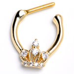 16G 5/16 Clear Gem Gold Tone Epic Crown Cartilage Clicker