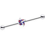 14G Patriotic Pinwheel Industrial Barbell 38mm