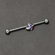 14G Patriotic Pinwheel Industrial Barbell 38mm