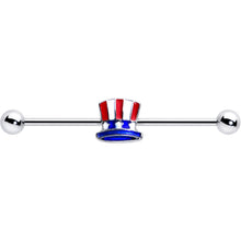 14G Patriotic Uncle Sam Top Hat Industrial Barbell 38mm