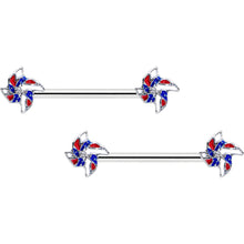 14G 9/16 Patriotic Pinwheel Barbell Nipple Ring Set