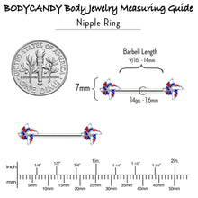 14G 9/16 Patriotic Pinwheel Barbell Nipple Ring Set