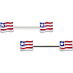 14G 9/16 Patriotic Flag Barbell Nipple Ring Set