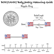 14G 9/16 Patriotic Flag Barbell Nipple Ring Set