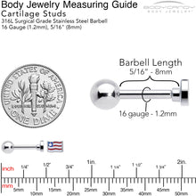 16G 1/4 Patriotic Flag Cartilage Tragus Earring