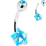 Blue CZ Gem Internally Threaded Simply Star Belly Ring