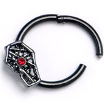 16G 3/8 Red Gem Black Spider Coffin Hinged Segment Ring