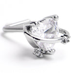 20G 1/4 Clear CZ Gem Heart Saturn L Shape Nose Ring