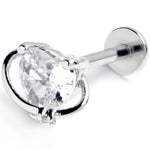 16G 5/16 Clear CZ Gem Saturn Heart Labret Monroe Tragus